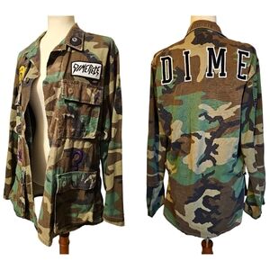 DIMEPIECE LA Camo Utility Jacket Patchwork “DIME” Military Style